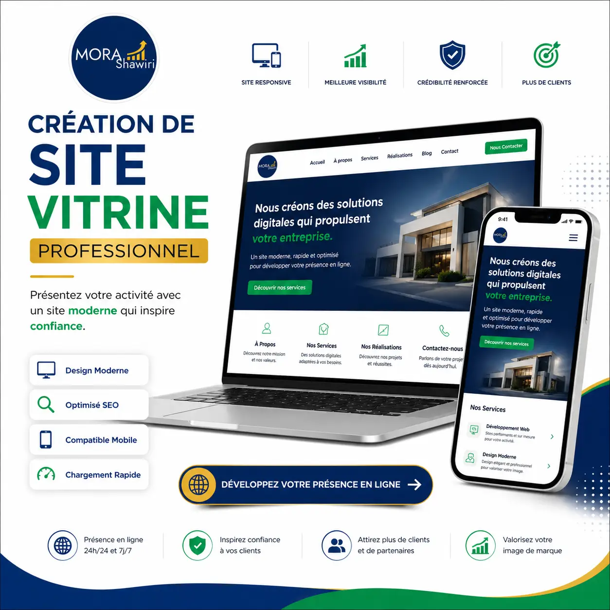 Création de site vitrine professionnel — MORA Shawiri